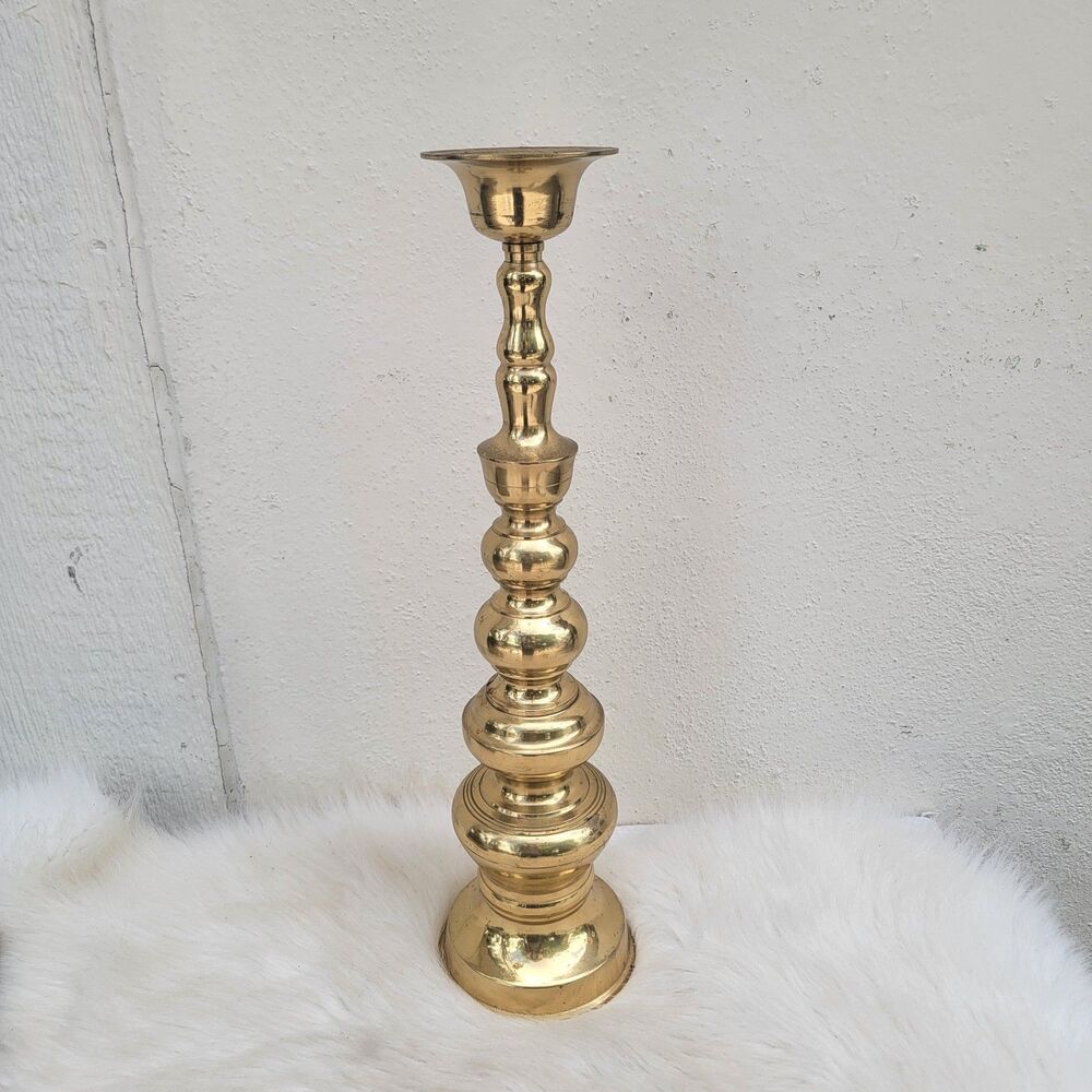 Homco Japan Brass Candlestick Holder 18" Tall Vintage Brass